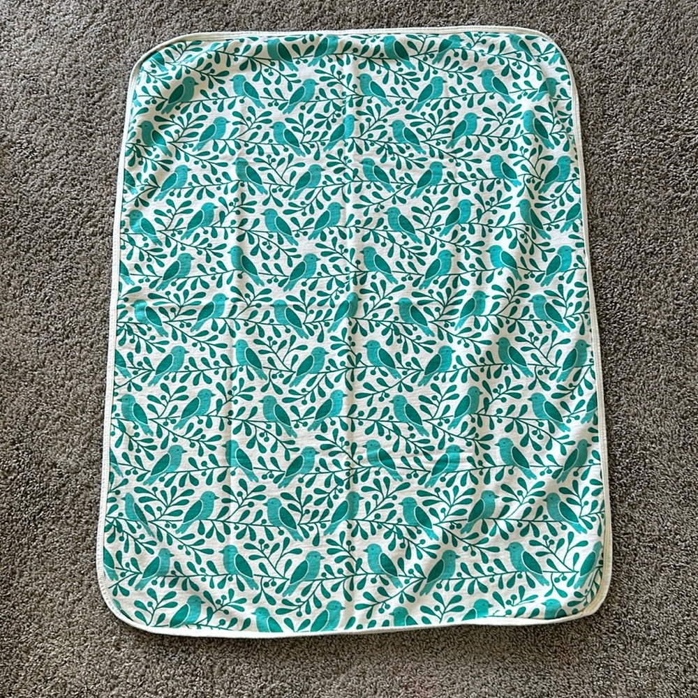 Winter Water Factory teal birds french terry blanket
